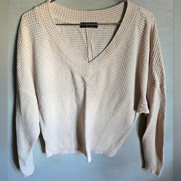 KLd Women's Waffle Knit Pullover Autumn Sweater Size S Cream/Ivory Used - Picture 1 of 7